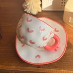 كوب هاند ميد مع صحن- قلوب