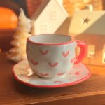 ⁦كوب هاند ميد مع صحن- قلوب⁩ - الصورة ⁦3⁩